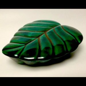 Rich Green Broad leaf Trinket Box